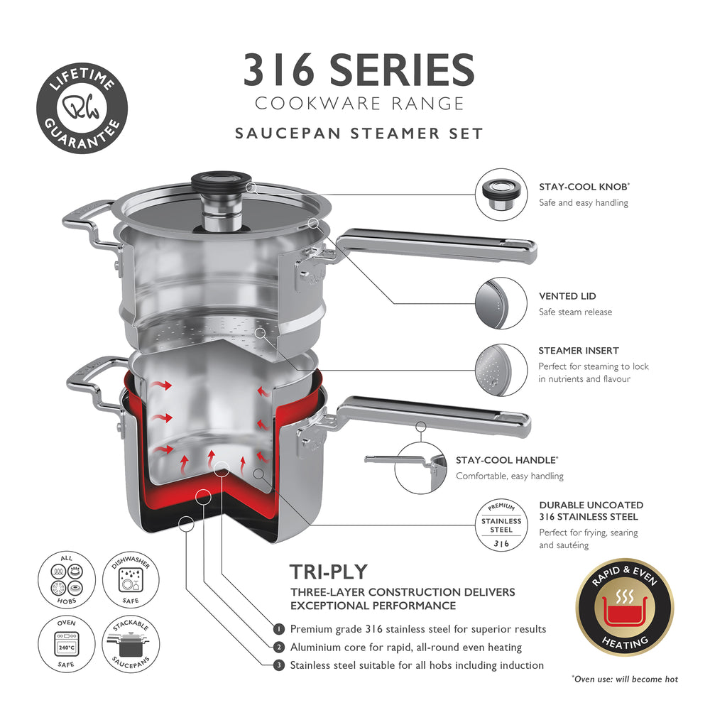 316 Series Cookware Steamer Set, 2 Piece