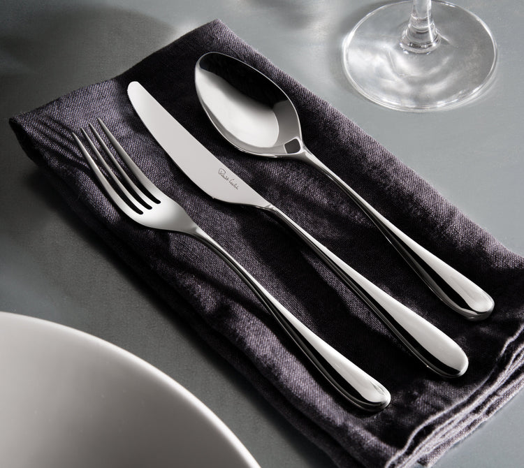 Arden Bright Cutlery Set, 84 Piece for 12 People - Includes 2 Arden Short Candlesticks