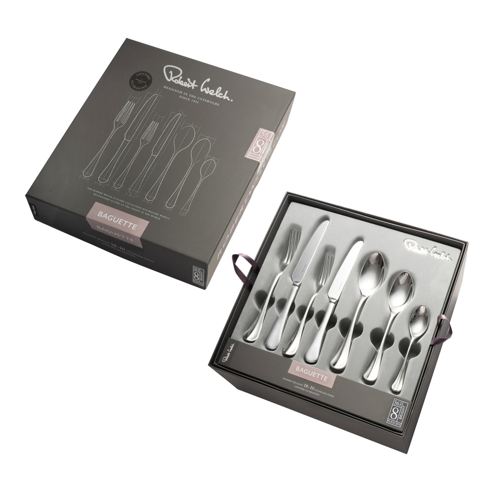 Baguette Bright Cutlery Set, 56 Piece for 8 People