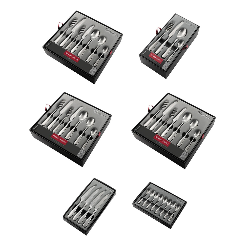 English Fiddle Vintage Cutlery Set, 24 Piece for 6 People