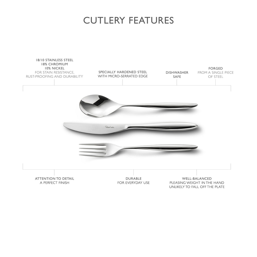 Hidcote Bright Cutlery Set, 30 Piece for 6 People - 6 Free Steak Knives