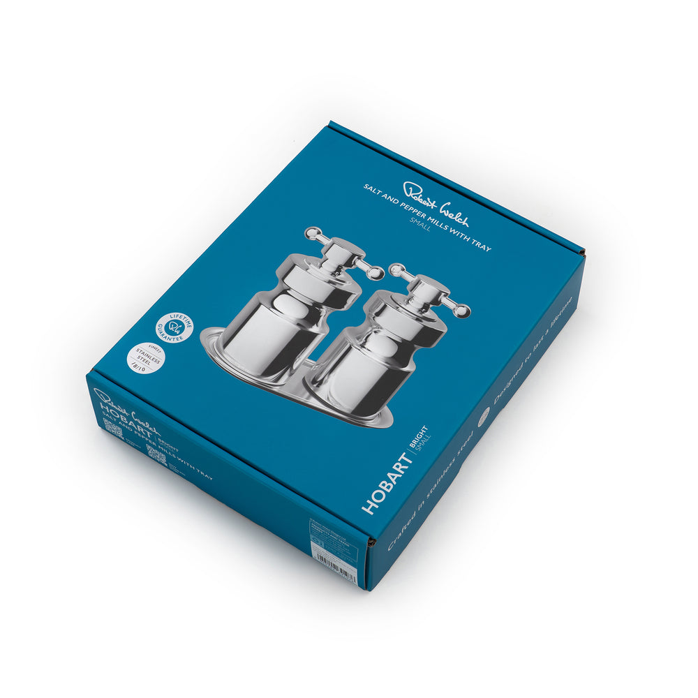 Hobart Bright Stainless Steel Small Mills and Tray Set