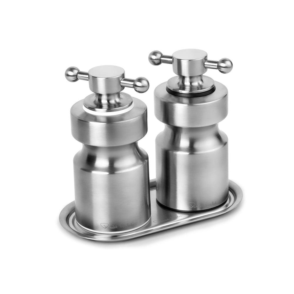 Hobart Satin Stainless Steel Small Mills and Tray Set