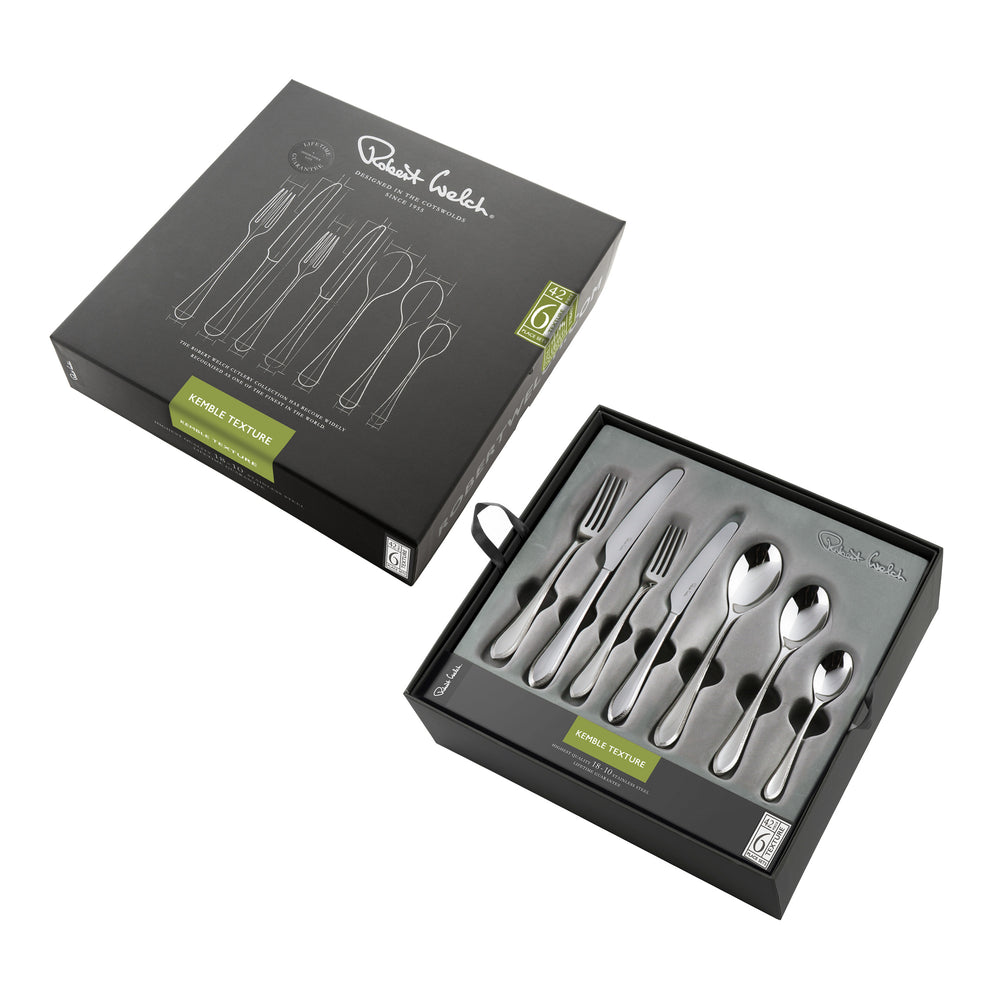 Kemble Texture Bright Cutlery Set, 42 Piece for 6 People