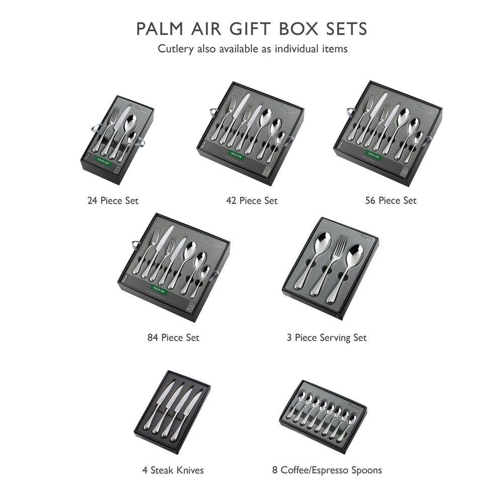 Palm Air Bright Cutlery Set, 84 Piece for 12 People