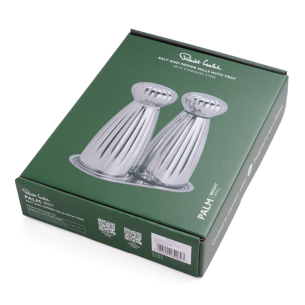 Palm Bright Stainless Steel Small Mills and Tray Set