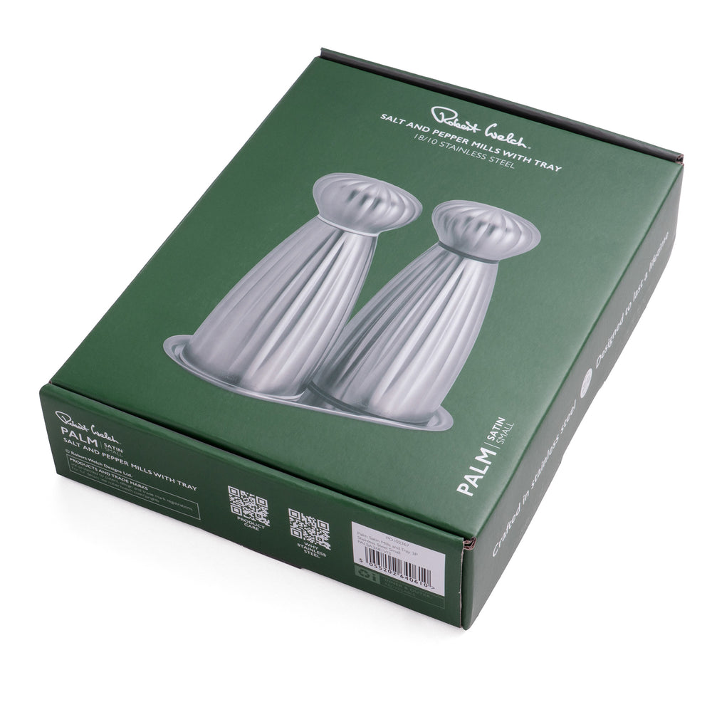 Palm Satin Stainless Steel Small Mills and Tray Set