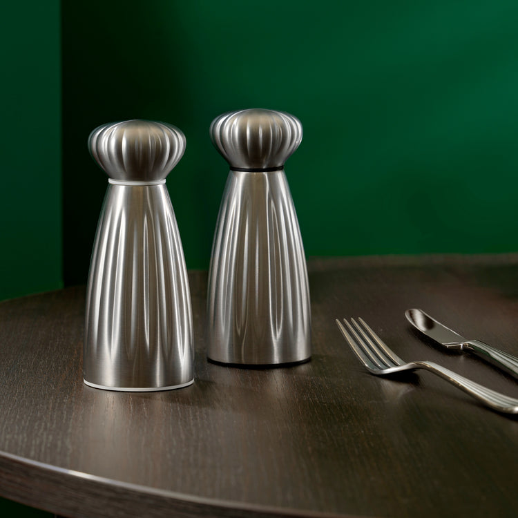 Palm Satin Stainless Steel Small Mills and Tray Set