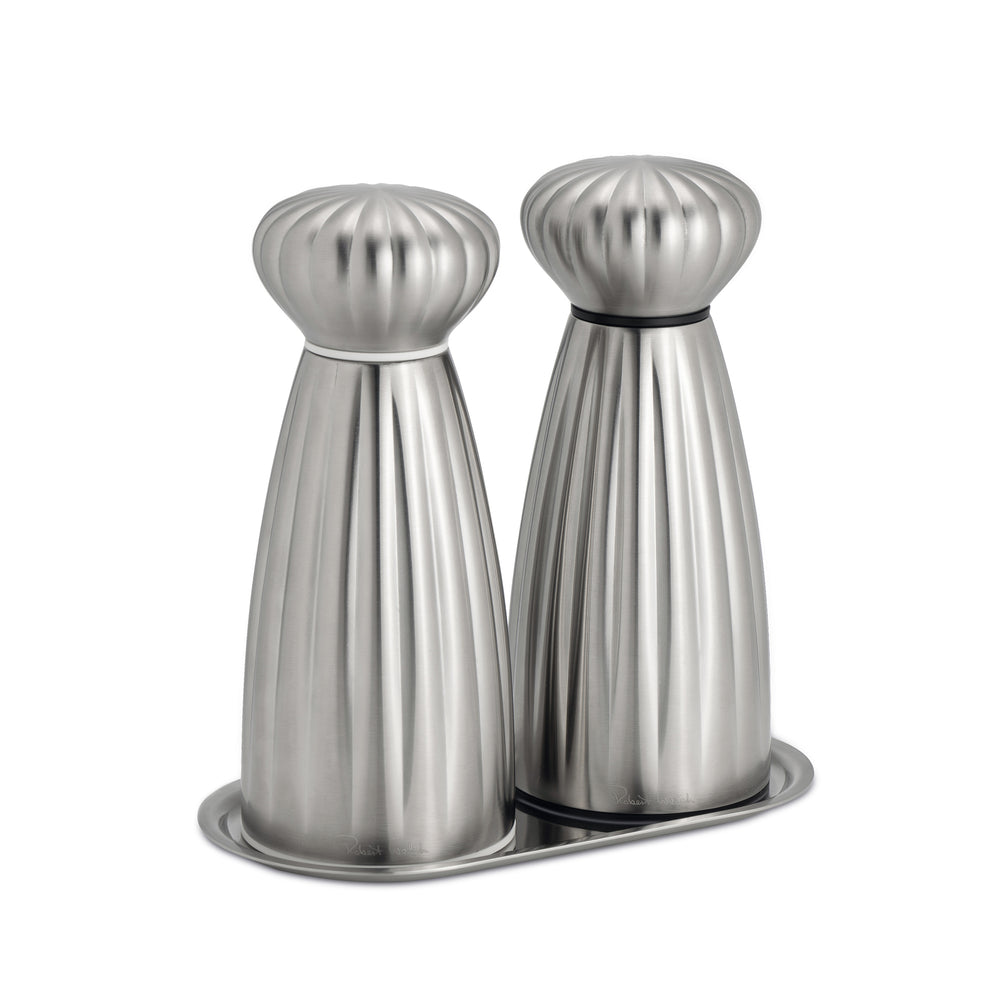 Palm Satin Stainless Steel Small Mills and Tray Set