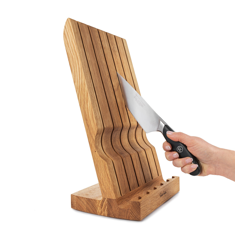 Professional Angle Oak Knife Block Set