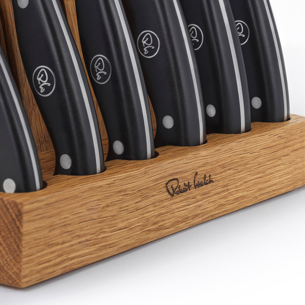 Professional Angle Oak Knife Block Set