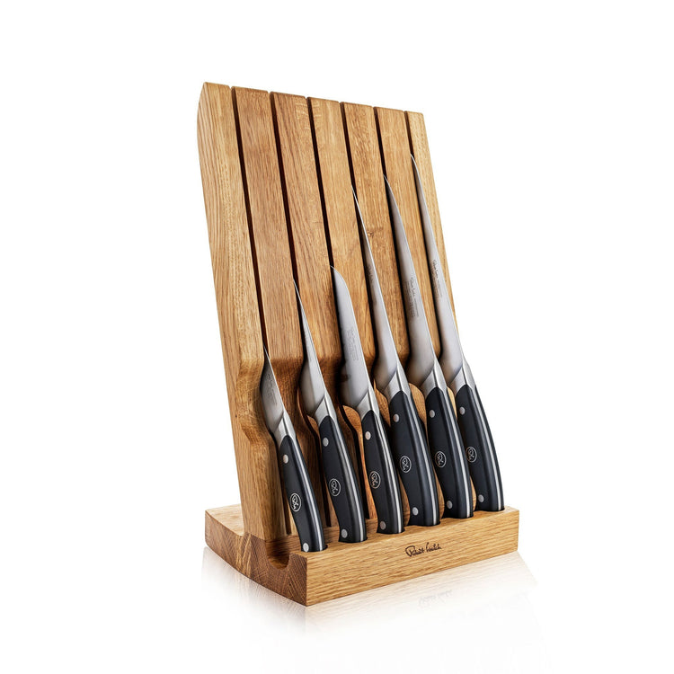 Professional Angle Oak Knife Block Set