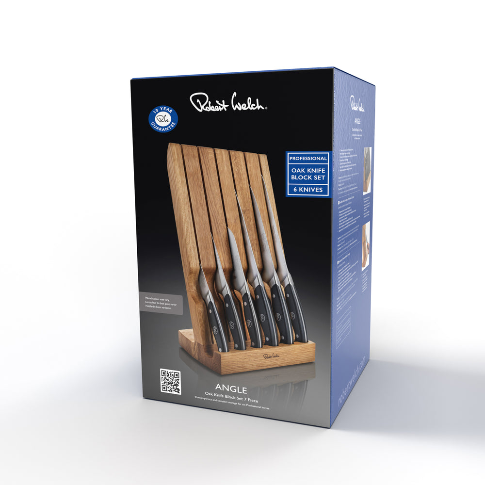 Professional Angle Oak Knife Block Set