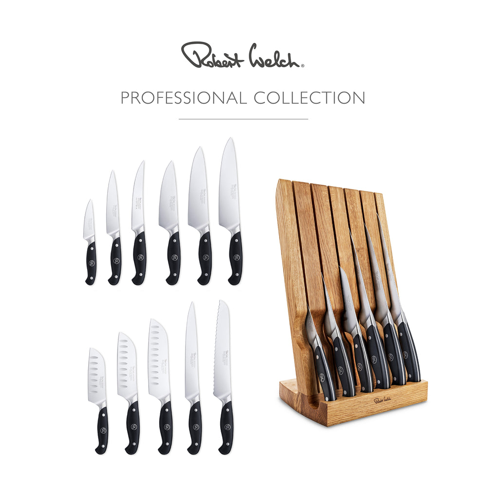 Professional Angle Oak Knife Block Set