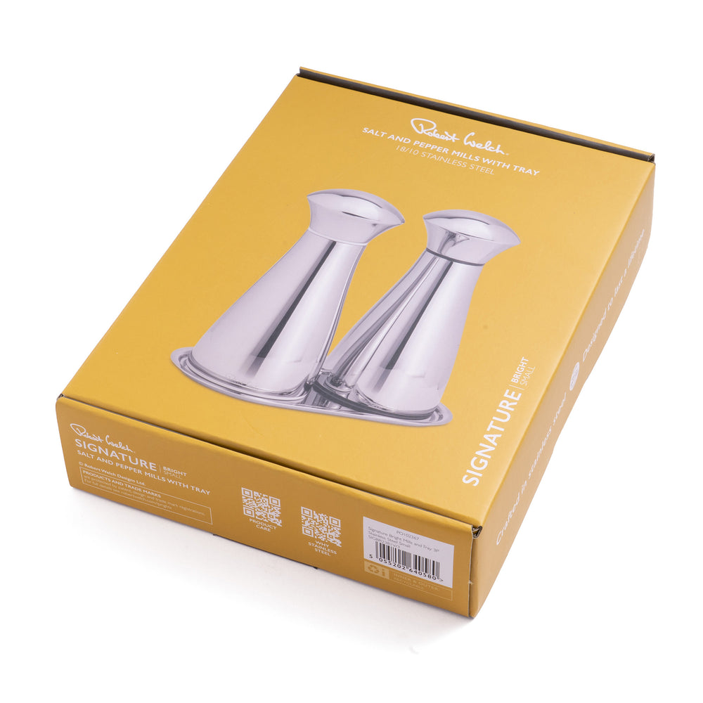 Signature Bright Stainless Steel Small Mills and Tray Set