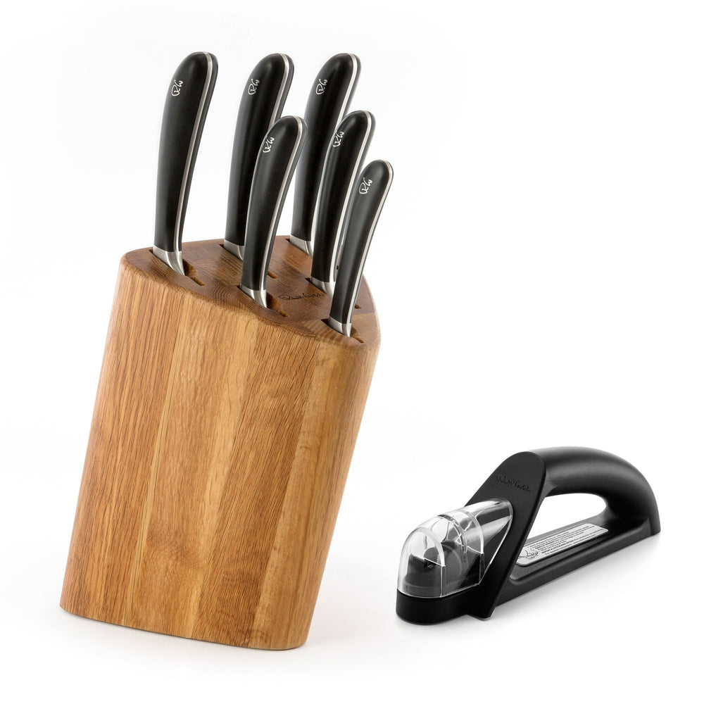 Signature Prism Oak Knife Block Set with Knife Sharpener