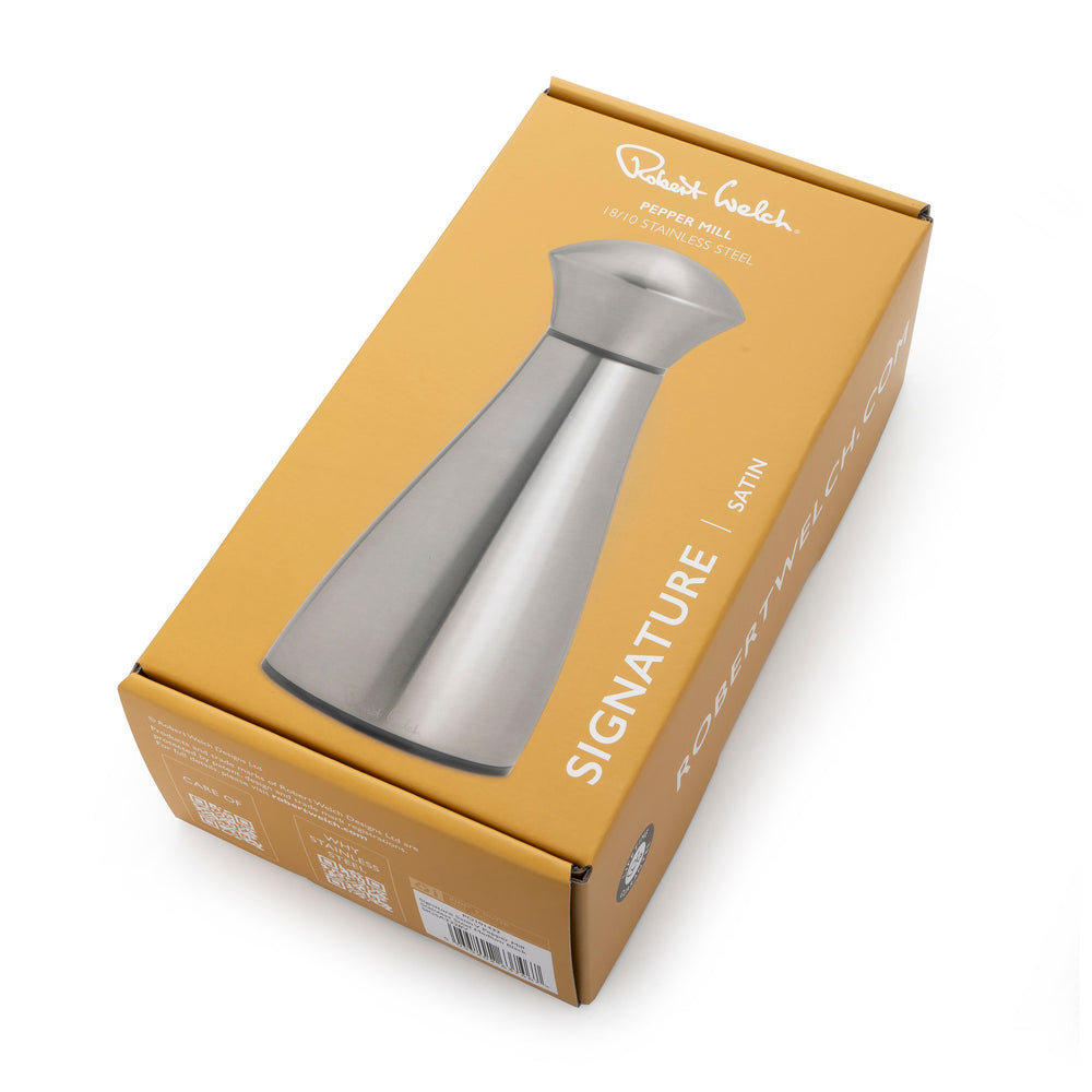 Signature Satin Stainless Steel Medium Black Pepper Mill