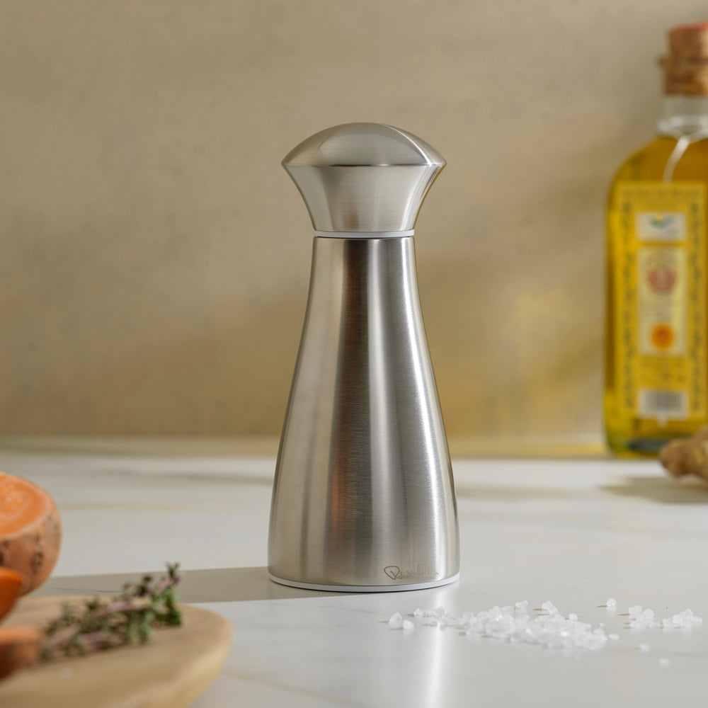 Signature Satin Satinless Steel Small White Salt Mill