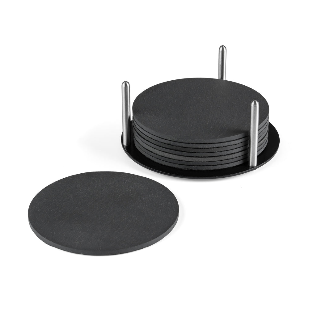 Slate Round Coaster Set