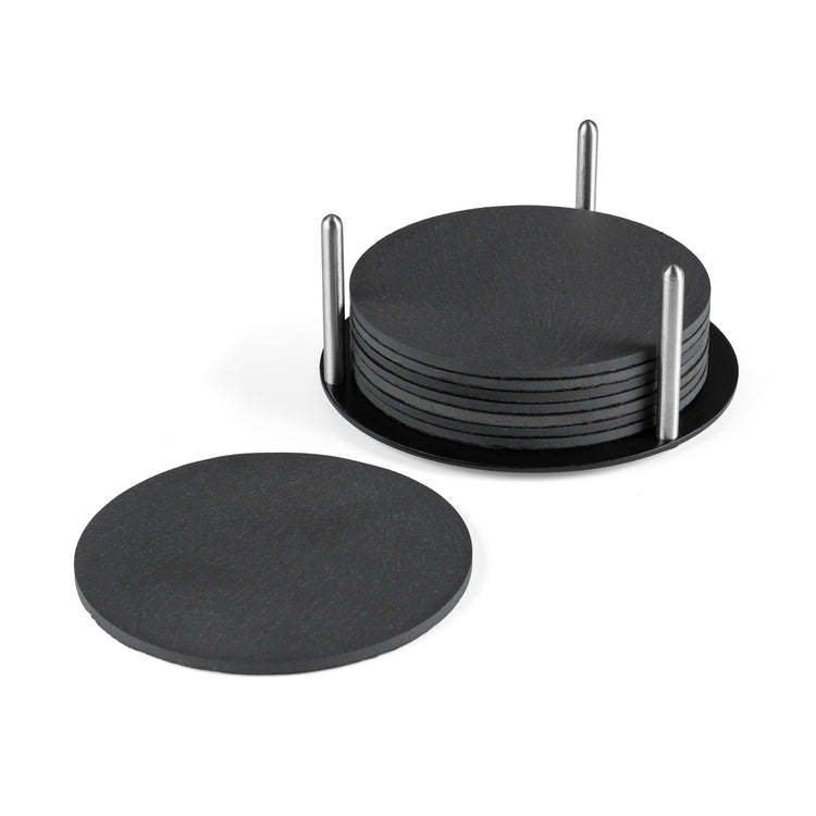 Slate Round Coaster Set