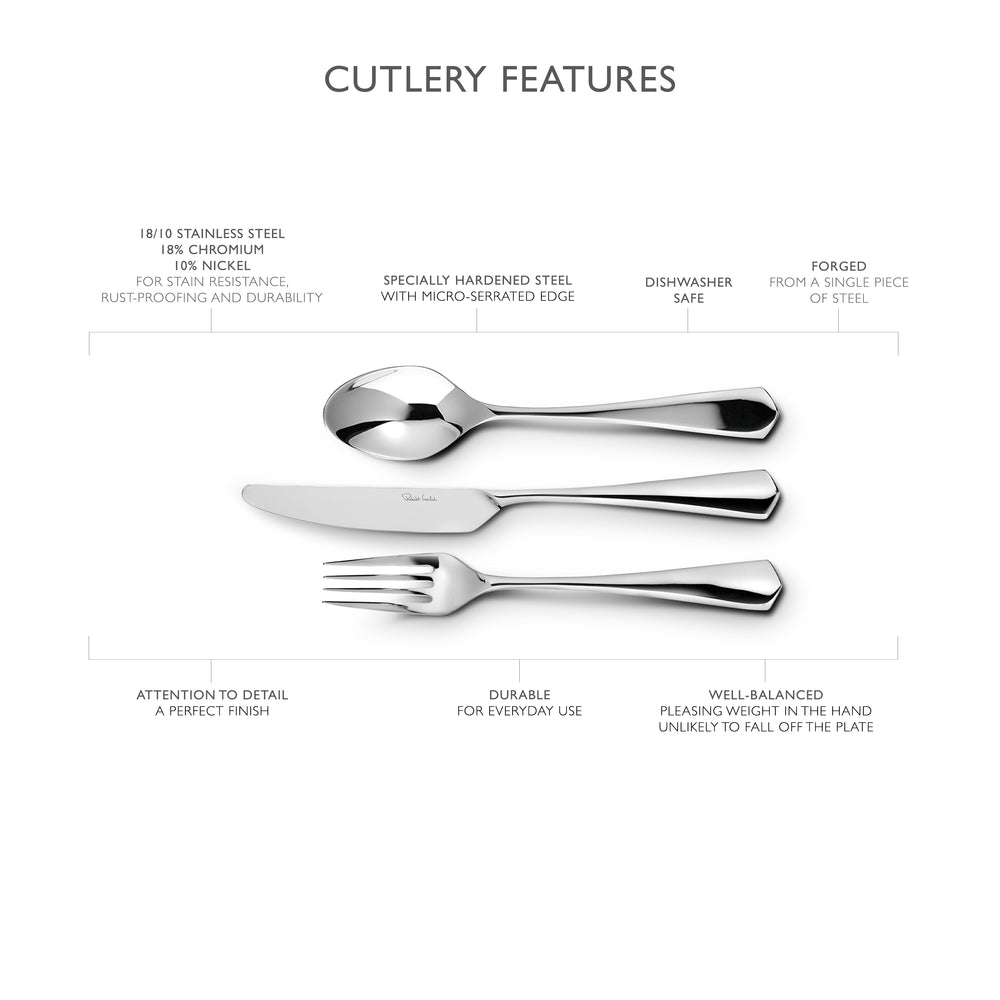 Westbury Bright Cutlery Set, 30 Piece for 6 People - 6 Free Steak Knives