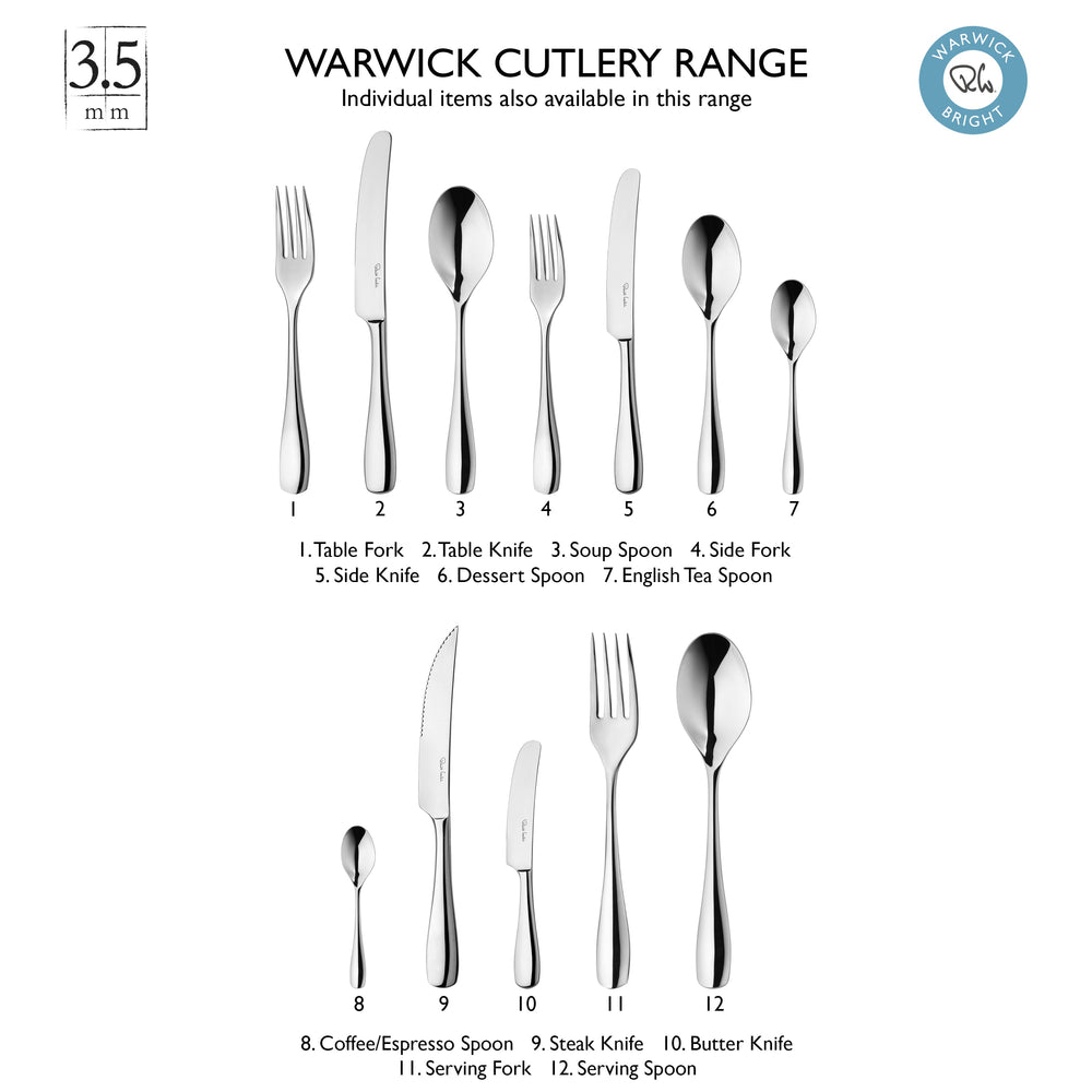 Warwick Bright Cutlery Set, 112 Piece for 12 People - Includes 28 Additional Pieces