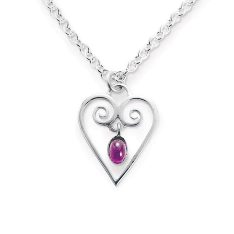 Small Heart and Amethyst Pendant