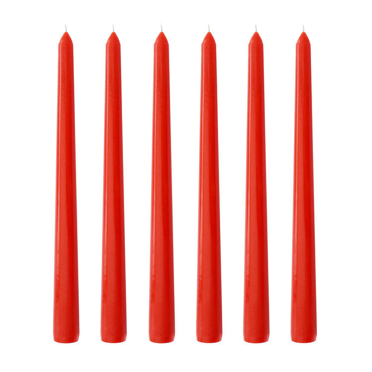 Red Dinner Candle 25cm, Set of 6