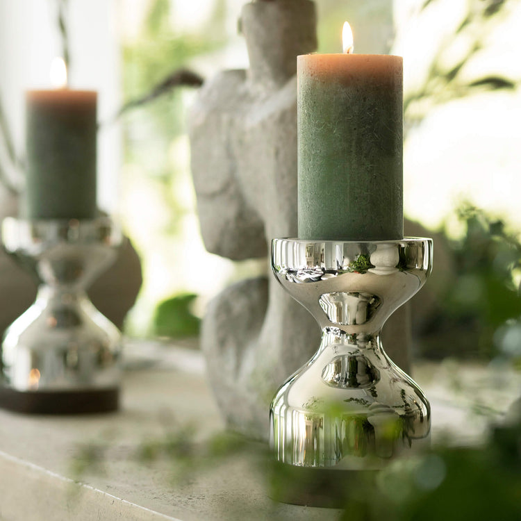 Fresh Olive Rustic Shine Pillar Candle 13cm