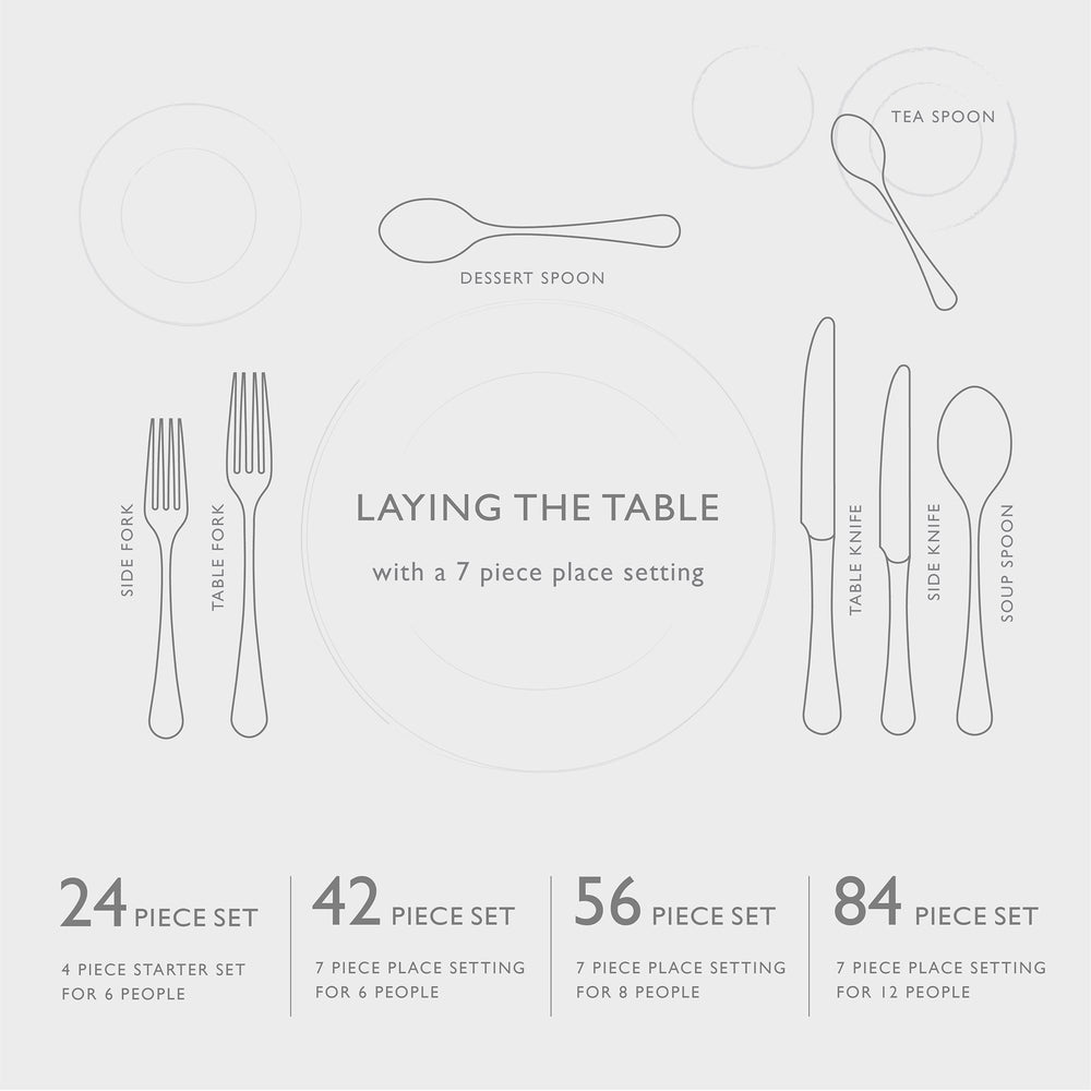 Baguette Bright Cutlery Set, 84 Piece for 12 People