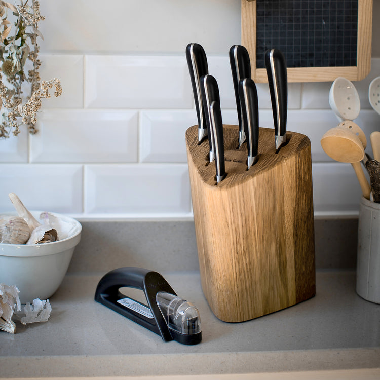 Signature Prism Oak Knife Block Set with Knife Sharpener