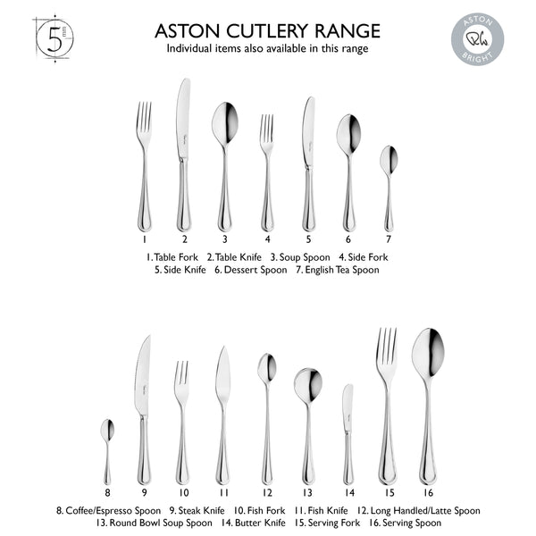 Aston Bright Cutlery Set, 42 Piece for 6 People
