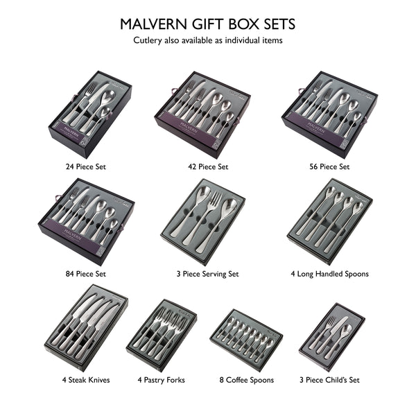 Malvern Bright Cutlery Set, 84 Piece for 12 People