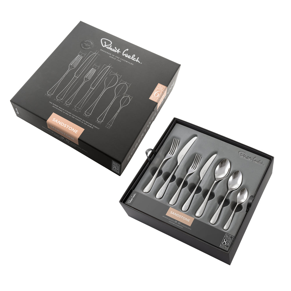 Sandstone Bright Cutlery Set, 56 Piece for 8 People