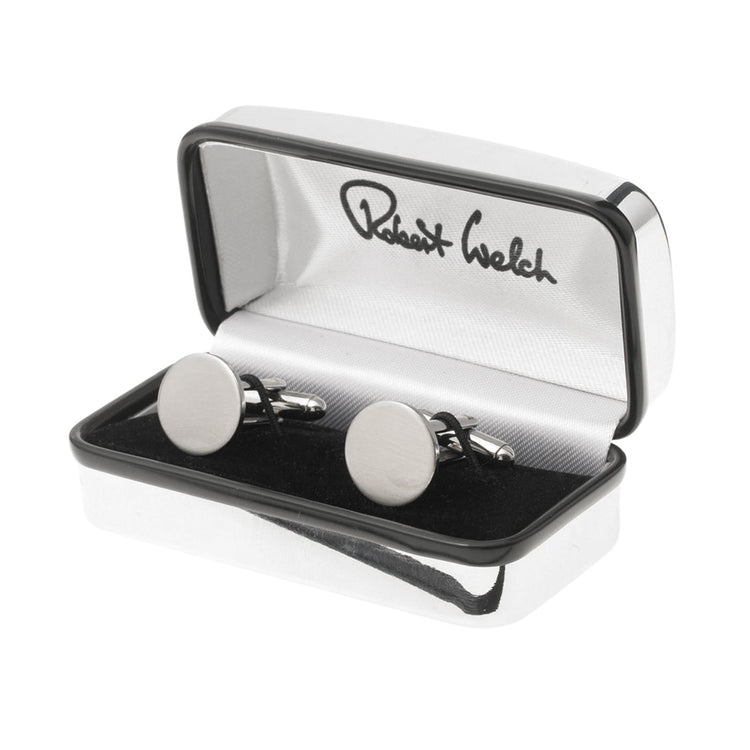 Stainless Steel Round Cufflinks (Satin) - Boxed