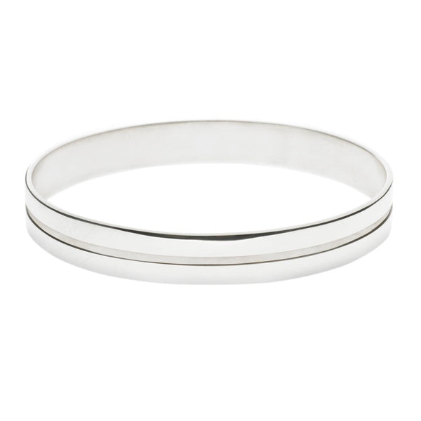 Silver Bangle Polished with Single Groove Small