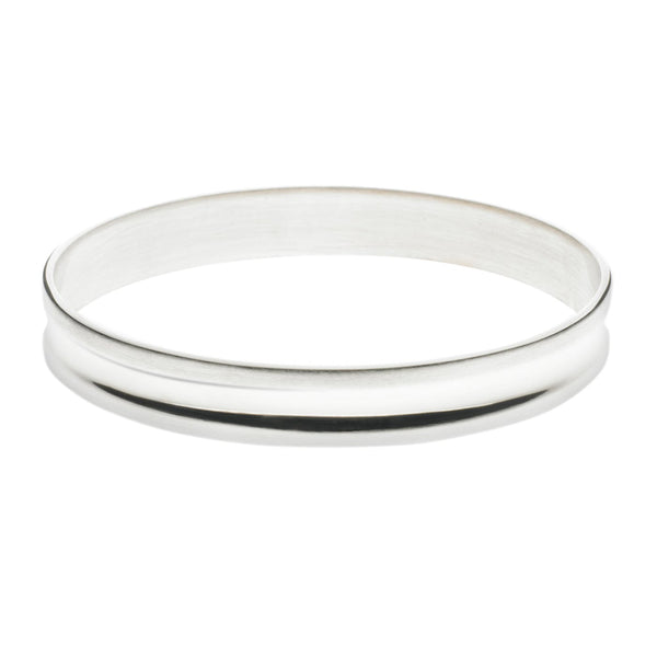 Silver Bangle Satin with Polished Valley Large