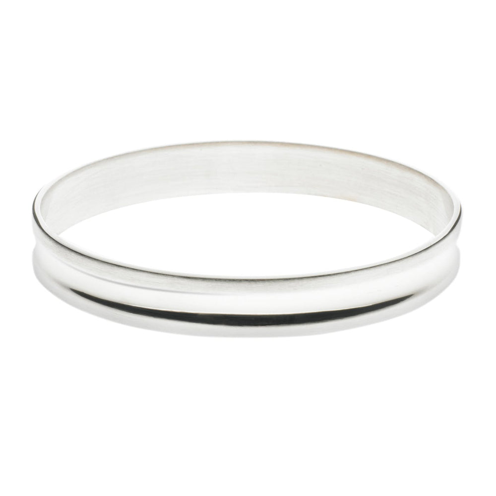 Silver Bangle Satin with Polished Valley Small