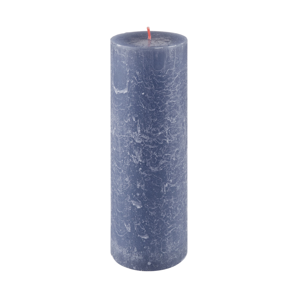 Twilight Blue Rustic Shine Pillar Candle 19cm